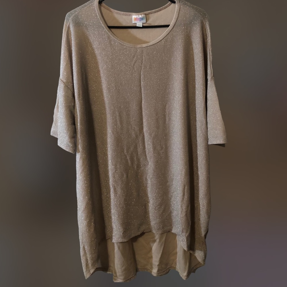 LulaRoe 2XL Champagne Sparkly Perfect T - High / Lo Hem ; Elegant Classics